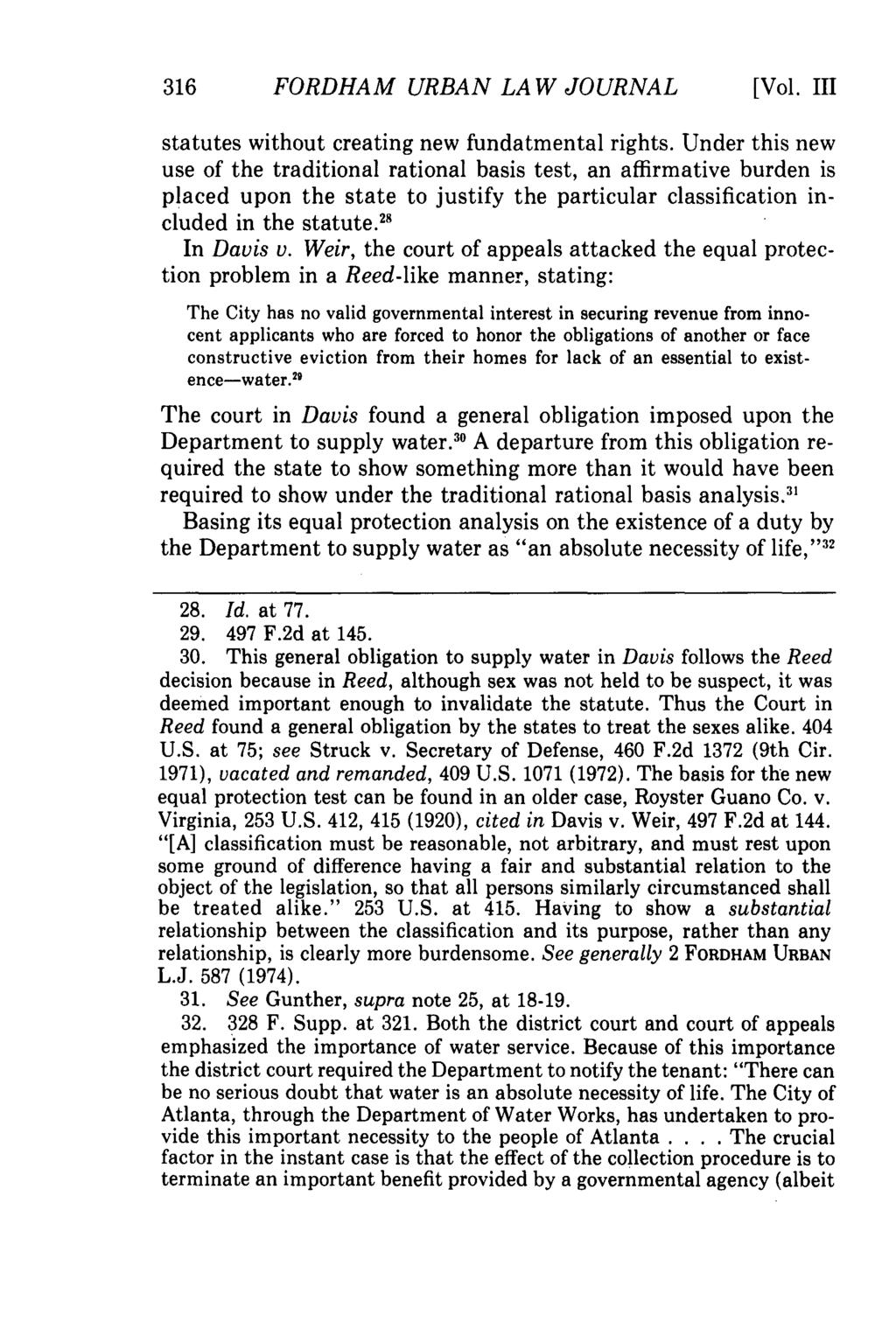 FORDHAM URBAN LA W JOURNAL [Vol. III statutes without creating new fundatmental rights.