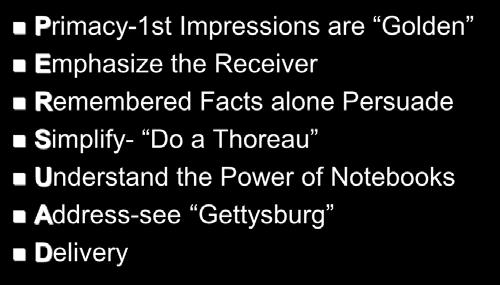 The Eight Keys-Number Seven Primacy-1st Impressions are Golden Emphasize the Receiver