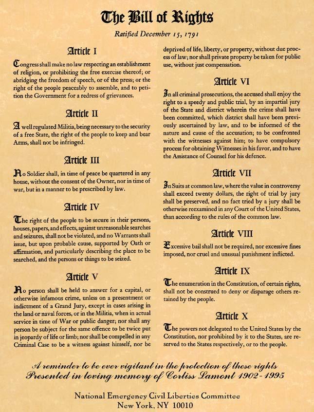 Bill of Rights The Federalists agreed to add a