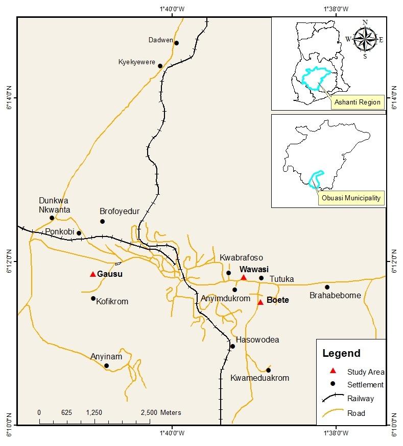 Figure 1: Map of Obuasi Municipality