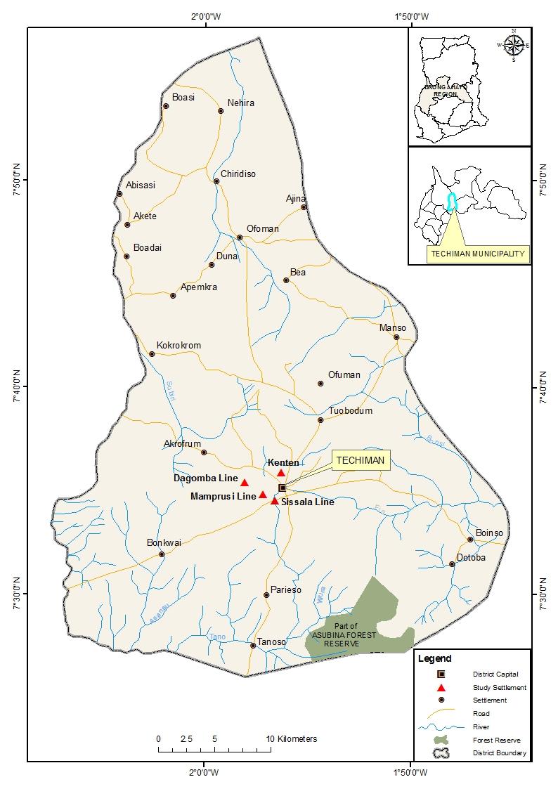 Figure 2: Map of Techiman Municipality