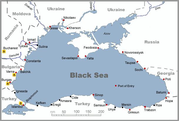 Black Sea Overview Excluding its northern arm, the Sea of Azov, the Black Sea occupies about 436,400 square kilometers.