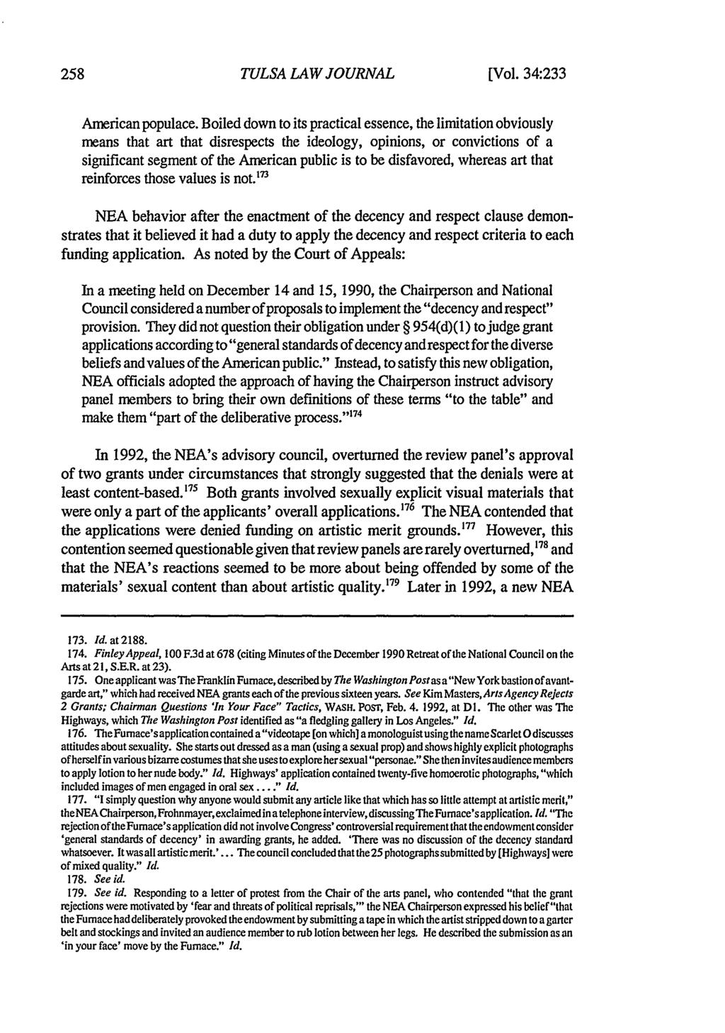 Tulsa Law Review, Vol. 34 [1998], Iss. 2, Art. 3 TULSA LAW JOURNAL [Vol. 34:233 American populace.