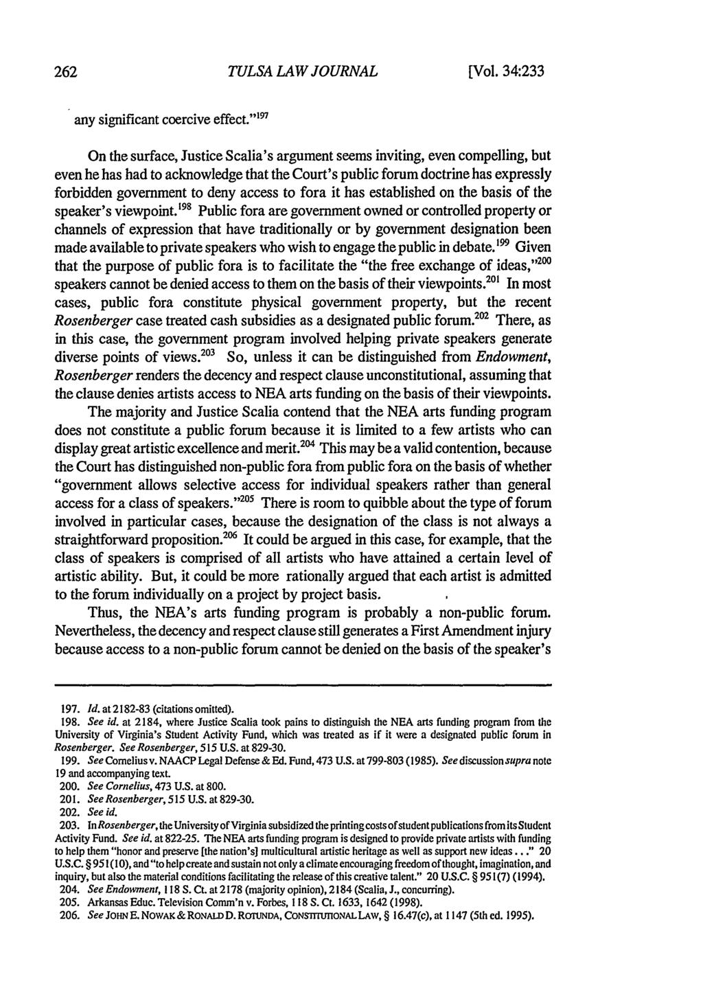 Tulsa Law Review, Vol. 34 [1998], Iss. 2, Art. 3 TULSA LAW JOURNAL [Vol. 34:233 any significant coercive effect.