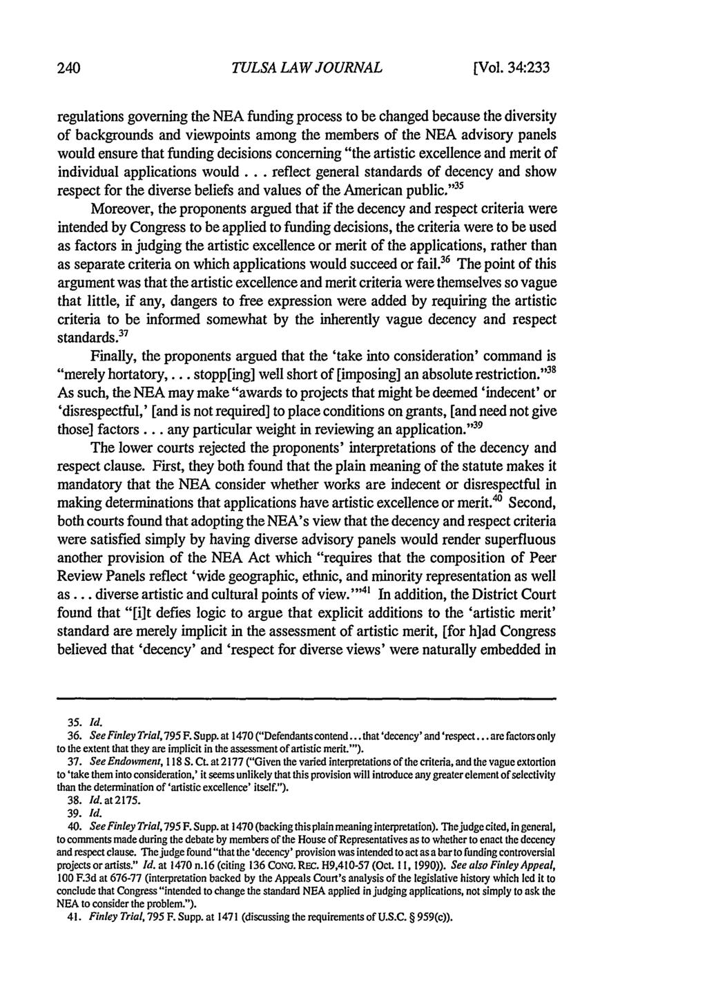 Tulsa Law Review, Vol. 34 [1998], Iss. 2, Art. 3 TULSA LAW JOURNAL [Vol.