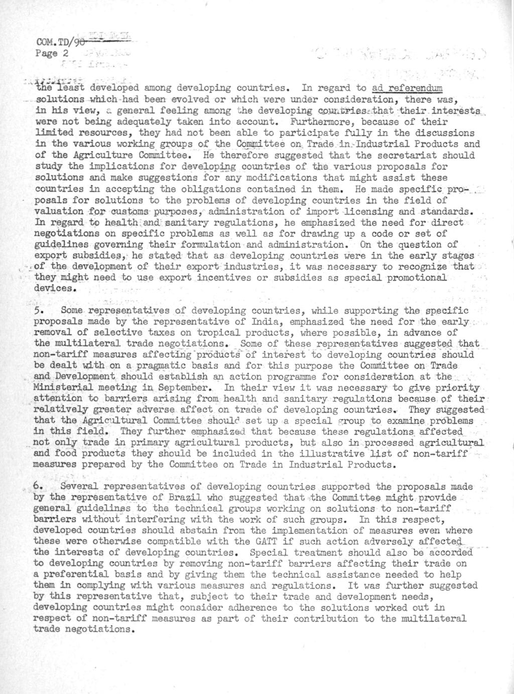 COM. ID/'90-=" ~ Page 2 '._ v'\. L tihêleast developed among developing countries. In regard to ad referendum.