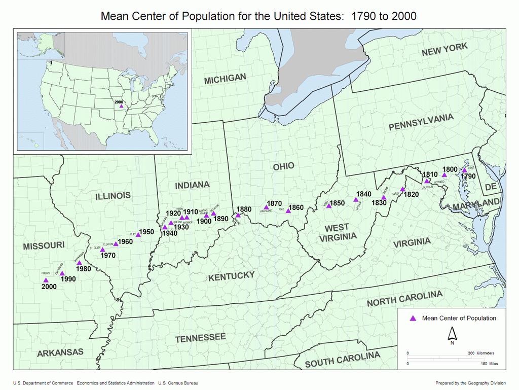 As the US population has moved west and south since the initial Census in