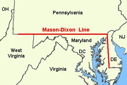 Mason-Dixon Line defined the states of the