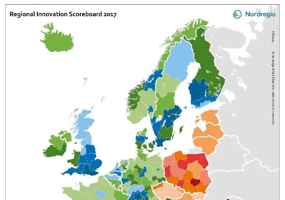 Economy Innovation The Nordic countries rank highly and in all Nordic regions, the share
