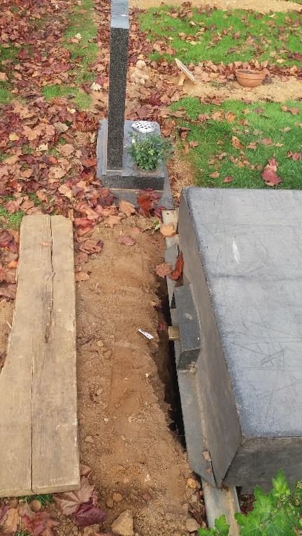 . Graves correctly dug and back filled.. Over digging of grave into virgin ground where the memorial is to be placed.. Grave plots too close to each other.