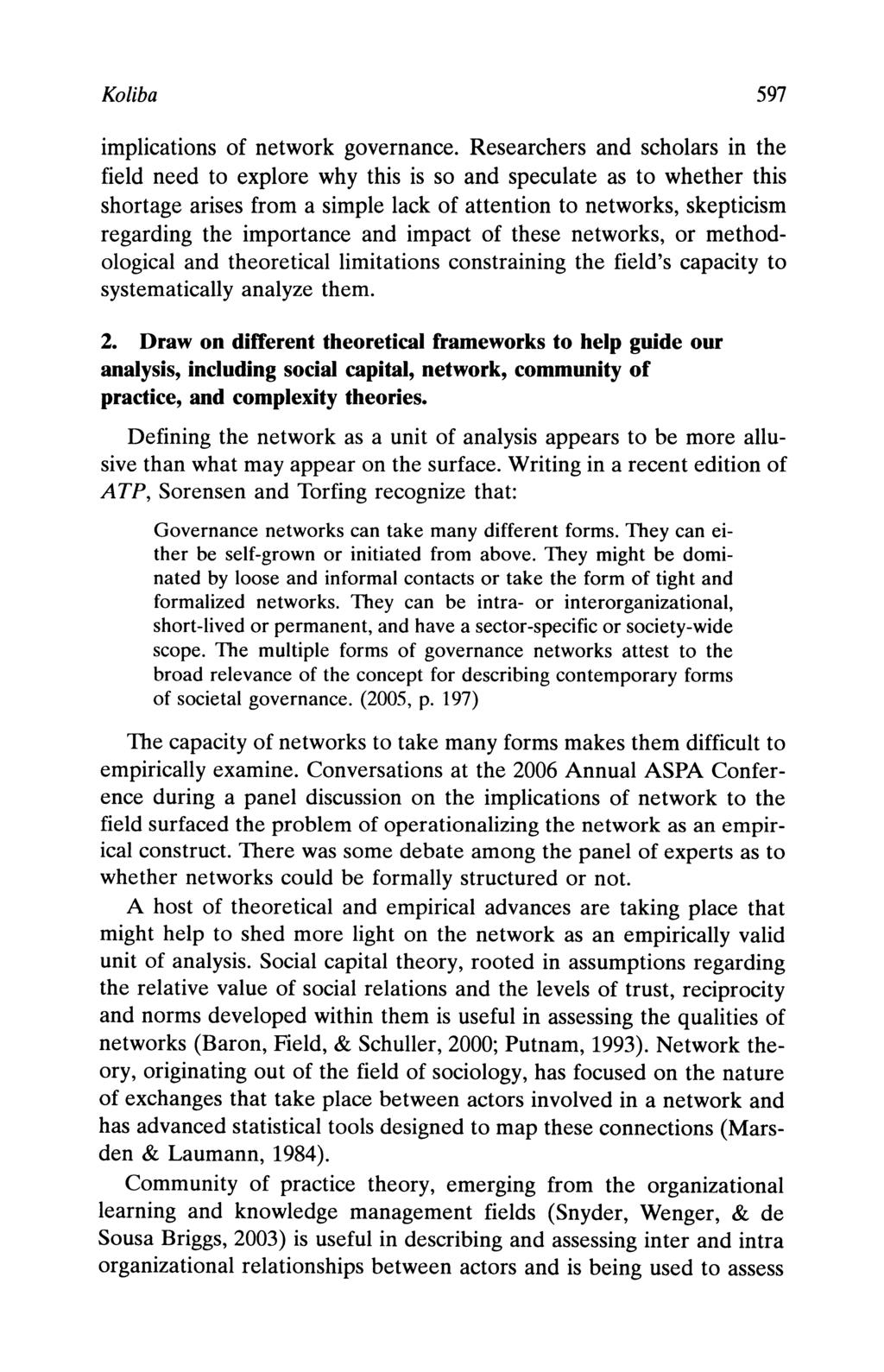 Koliba 597 implications of network governance.