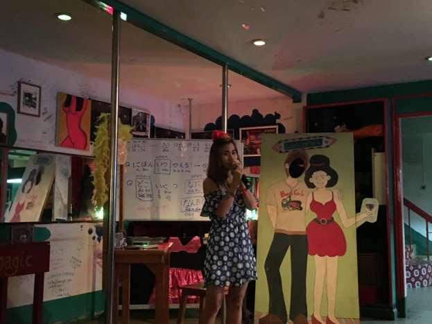 Image: Sex workers and Empower Foundation members putting on a karaoke show at the Can Do Bar.