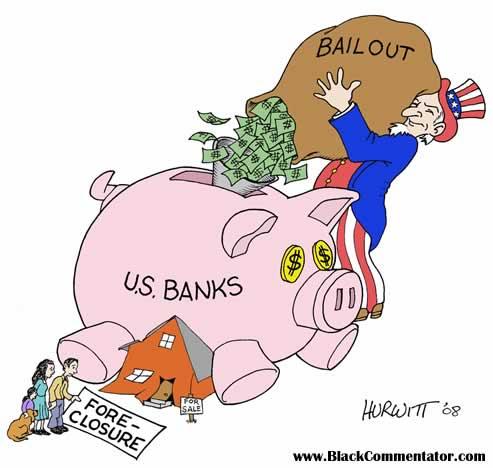 bail out (save) struggling insurance companies and banks- They were too big to fail and other major