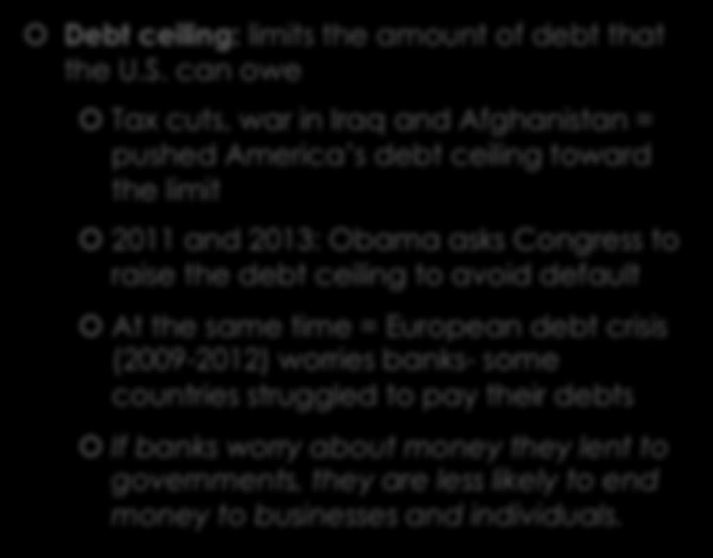 Barack Obama (#44) Debt ceiling: limits the amount of debt that the U.S.