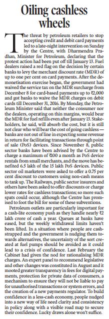 The threat by petroleum retailers to stop accepting credit and debit card payments decision by certain banks to levy the merchant discount rate (MDR) of up to 1% on card payments.