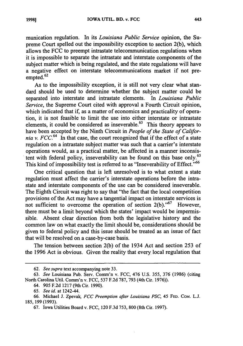 1998] IOWA UTIL. BD. v. FCC munication regulation.
