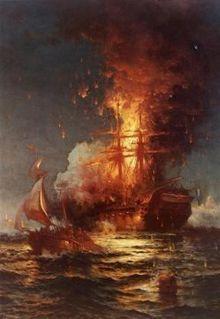 The Barbary War Rather than let Tripoli have the ship, Americans secretly boarded it at night and set it afire.