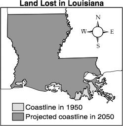 20 Use the map below to answer this question. A. What does the map show about the Louisiana coastline? B.