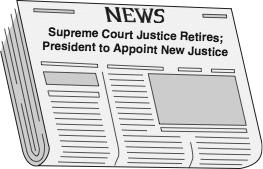 5 Use the headline below to answer this question. As this newspaper headline shows, one of the jobs of a United States president is to appoint new justices to the Supreme Court. A. Define the word appoint.