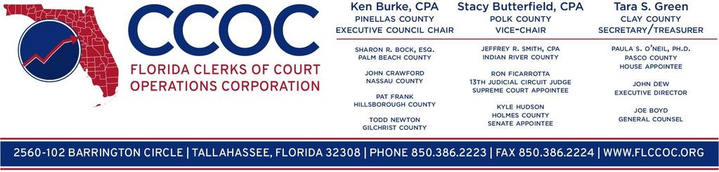 MEMO DATE: April 30, 2018 TO: Clerks/Corporation Members FROM: Members Honorable Ken Burke, Chair, CCOC Executive Council SUBJECT: Special Annual Corporation Meeting, May 9, 2018 Greetings, Just a