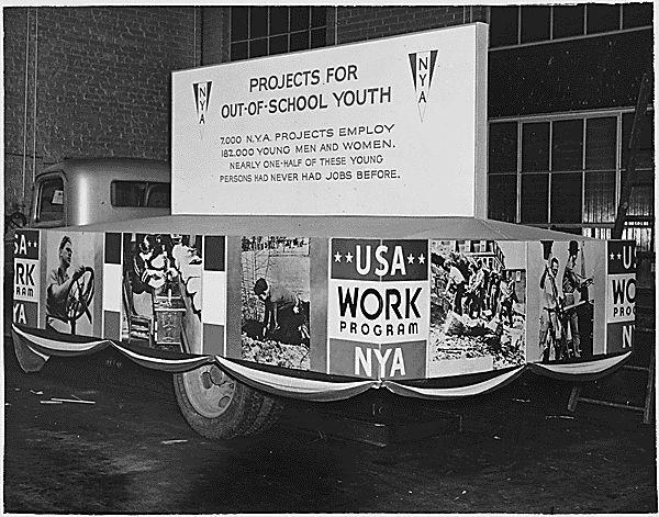 National Youth Administration (NYA): (June 1935) set up as part of the WPA to address the educational & employment needs of 16-24 year olds (who, because of their age, were not allowed to apply for