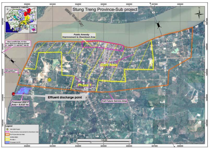 5 Figure 2: Proposed Stung Treng Lagoon-Base Wastewater Treatment System 20. Municipal solid waste-controlled landfill and equipment.
