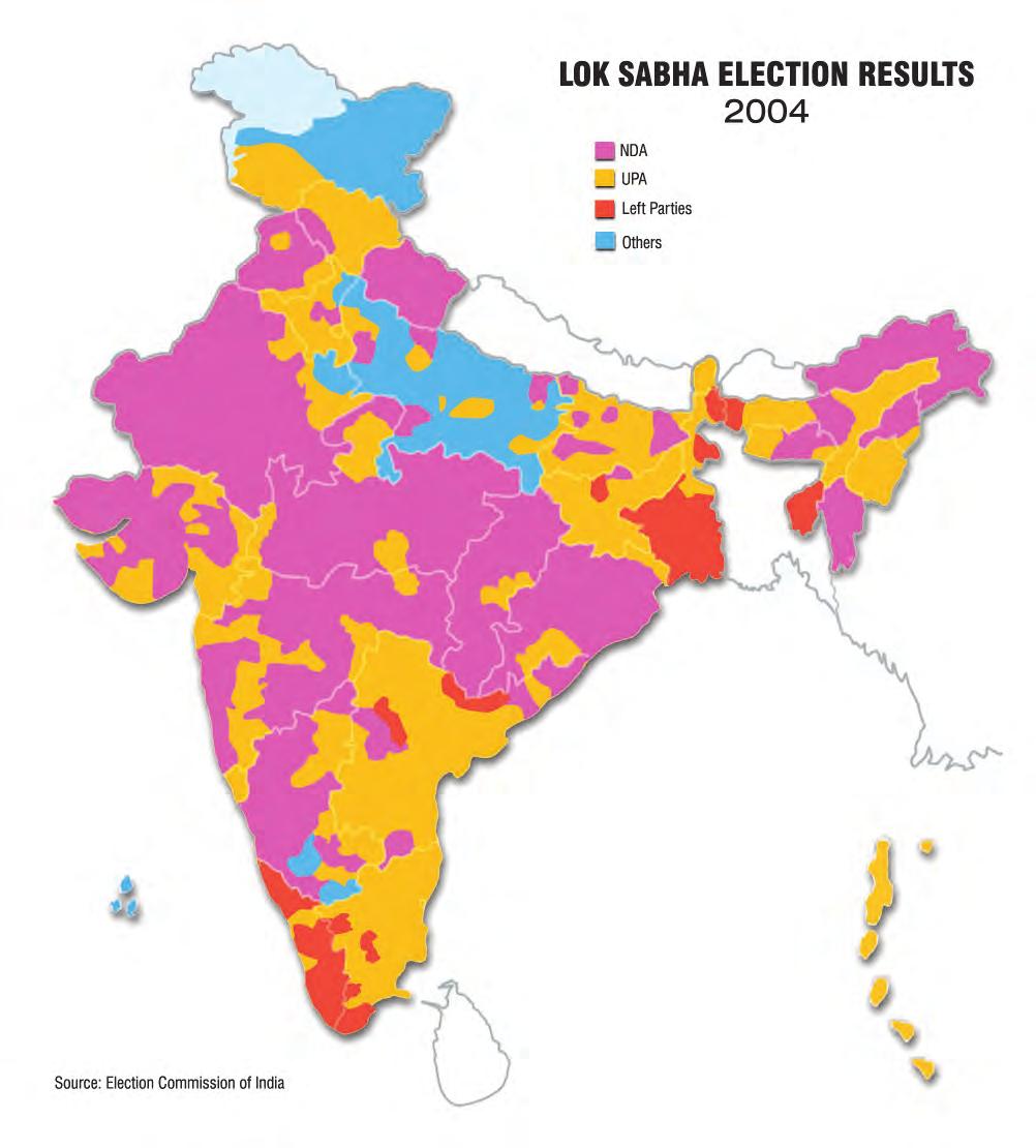 Recent Developments in Indian Politics 191 Note: This illustration is not a map drawn to scale and should not be taken to be an authentic depiction of India s external boundaries.