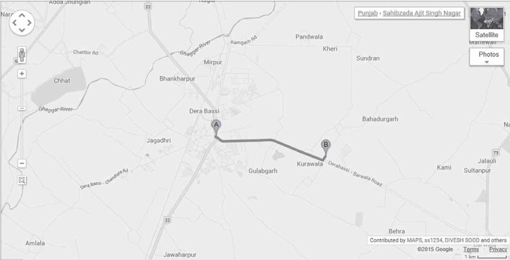 A B Route map of loaction of 23 rd AGM. Ambala Chandigarh Expressway (NH-22) at Derabassi.