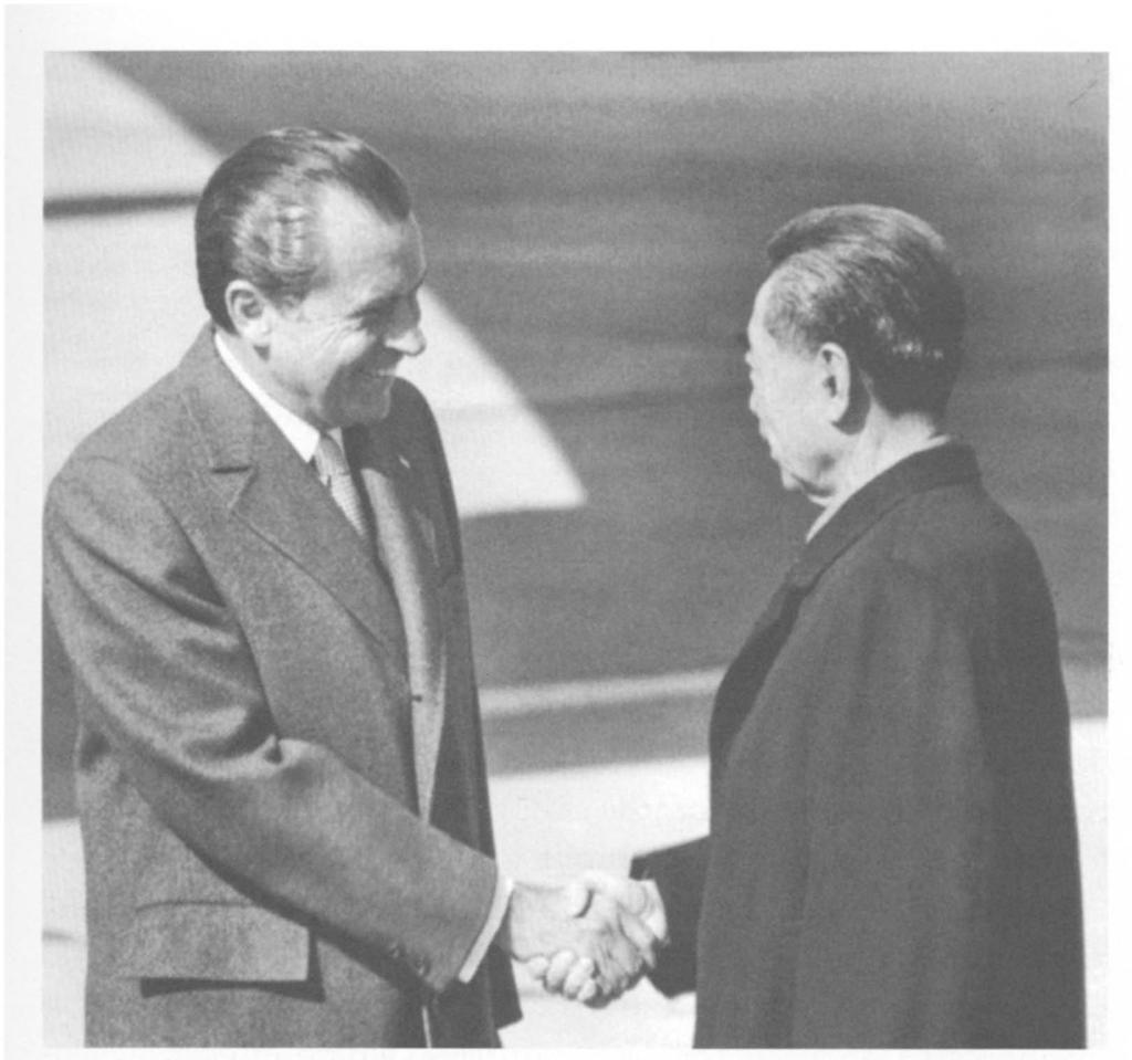 The historic handshake between U.S. President Richard Nixon and Chinese Premier Zhou Enlai in February 1972.
