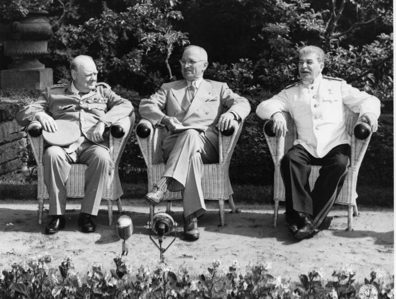 The Potsdam Conference July, 1945-Truman flew to Potsdam, Germany, to meet with Stalin & British Prime Minister Churchill Stalin s refusal to allow free