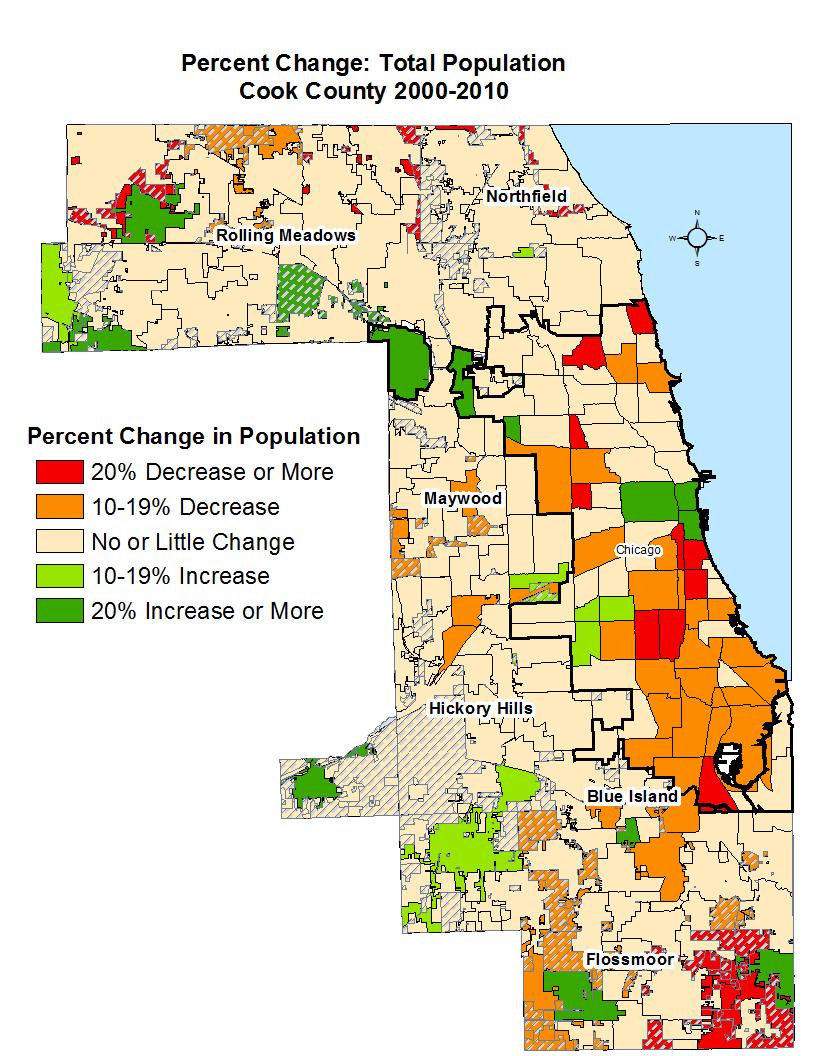 Total Population Cook County As seen nationally, Cook County is experiencing three main trends that characterize the big changes in American suburbia:* 1.