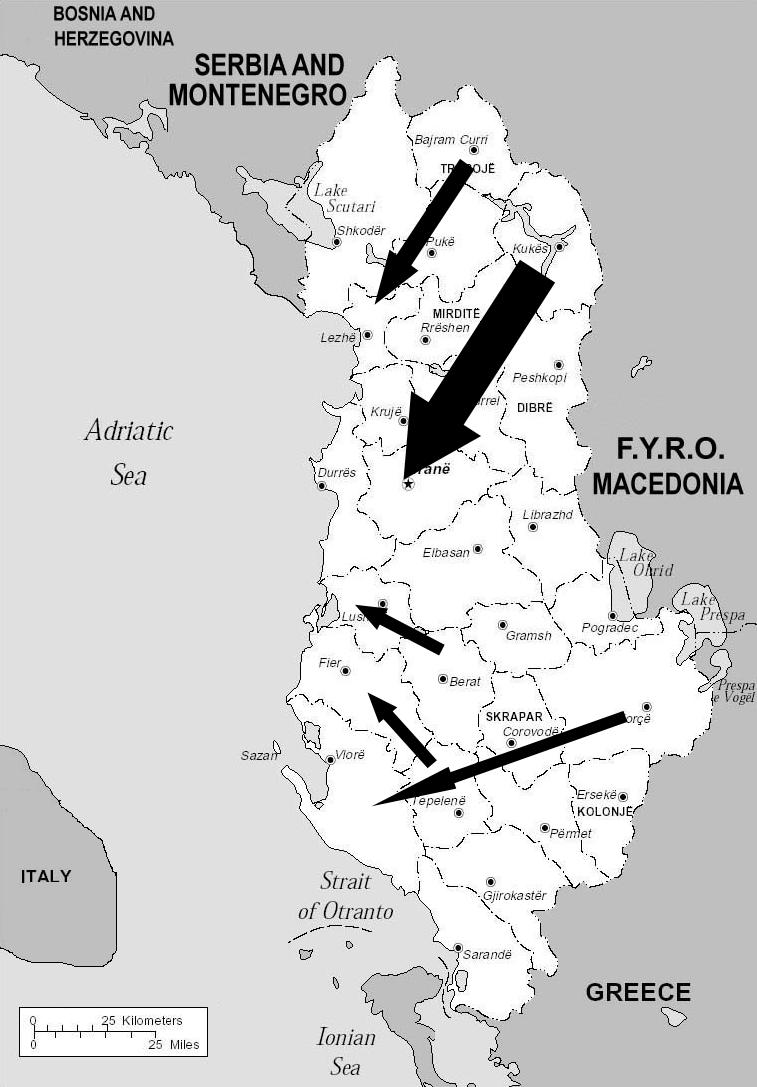 Figure 3. Main inter-district migration flows Source: Based on Zezza et al. (2005) The second major consequence of internal migration is the enormous growth of Tirana.