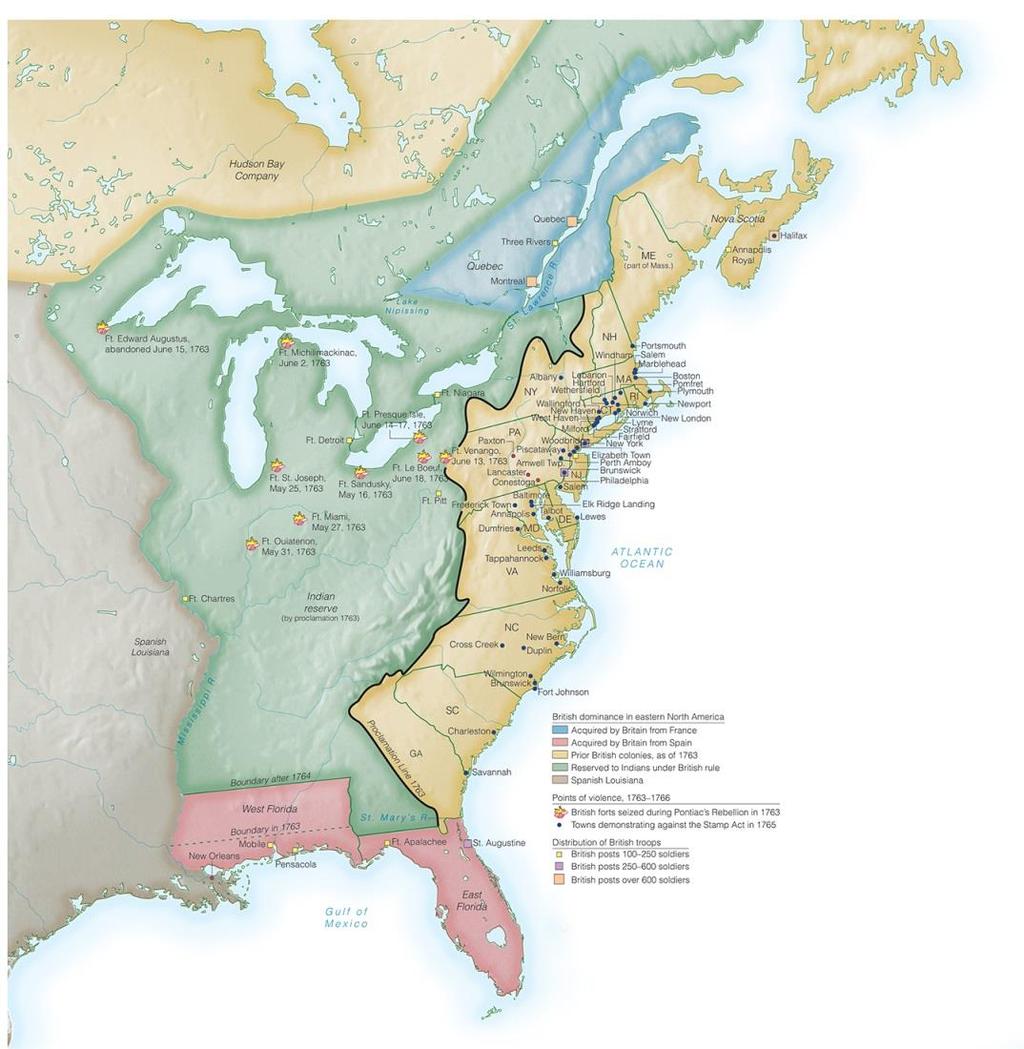 NORTH AMERICA BEFORE AND AFTER THE FRENCH AND INDIAN WAR Map