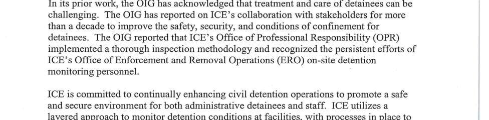 OFFICE OF INSPECTOR GENERAL Appendix A ICE Response to