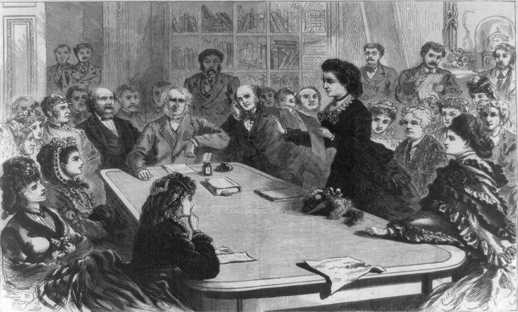 Women lobbying a Congressional committee to support woman suffrage. Susan B.