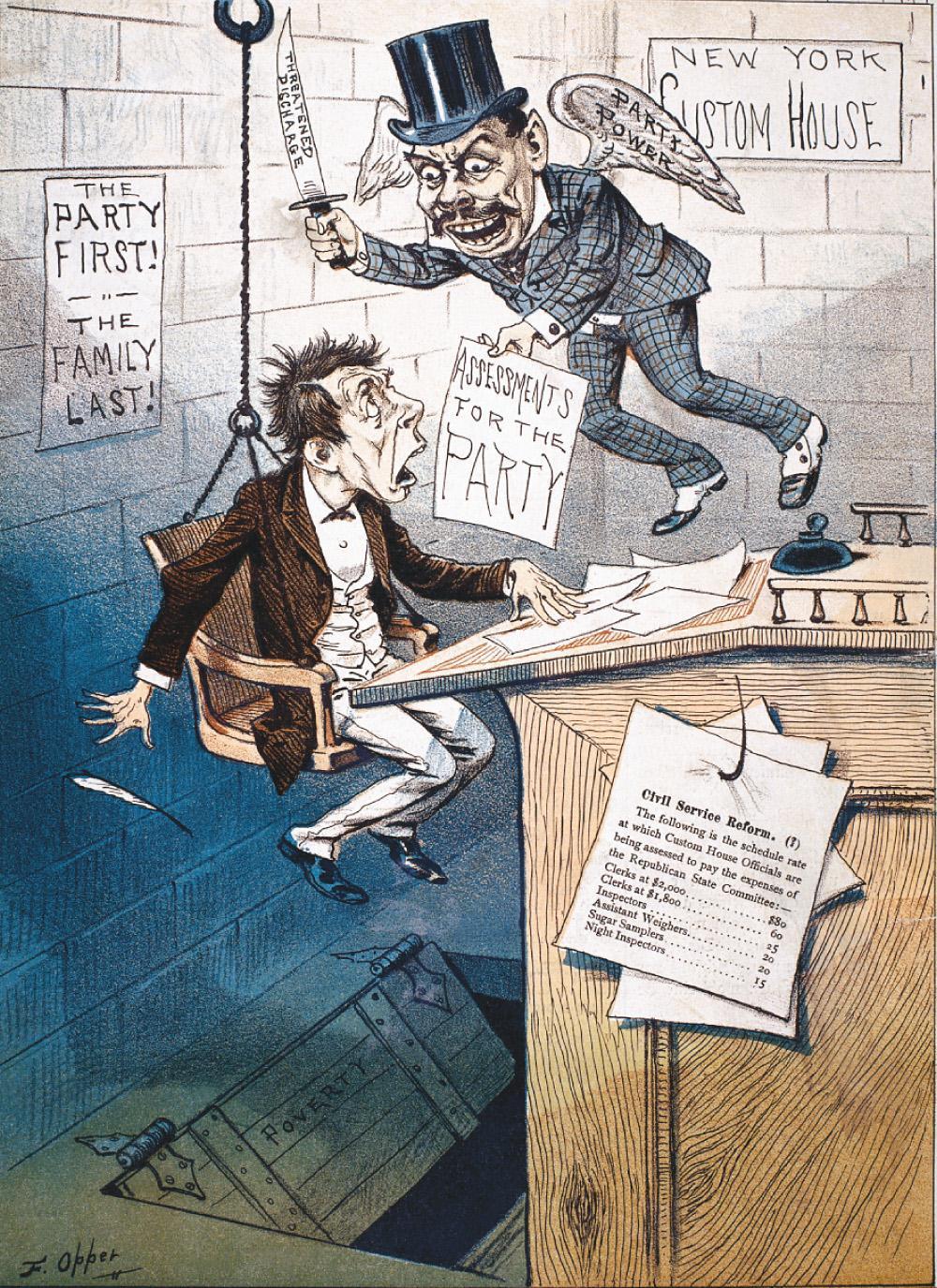 In this 1881 cartoon, the evil spirit of