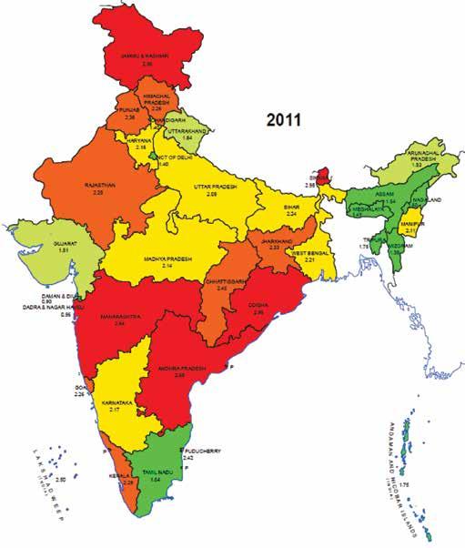 Proportion of Disabled Population India and States/UTs : 2011 Figures inside the map indicate Percentage of Disabled Population Modification of Curriculum of Architects and Civil engineers will be