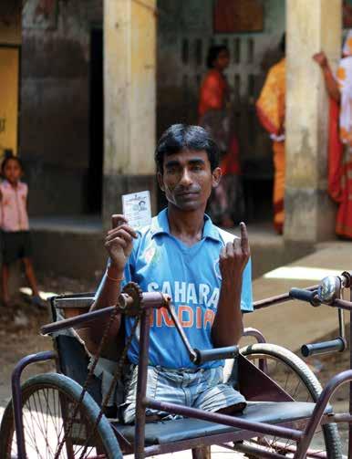 With every election, Dhanjibhai with an unwaveringl resolve arrives at the polling station in his baby cart without fail and casts his vote.