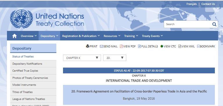Framework Agreement on Facilitation of Cross-border Paperless Trade in Asia and the Pacific: