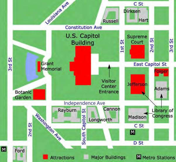 Map of Capitol Hill North Senate Side The Mall