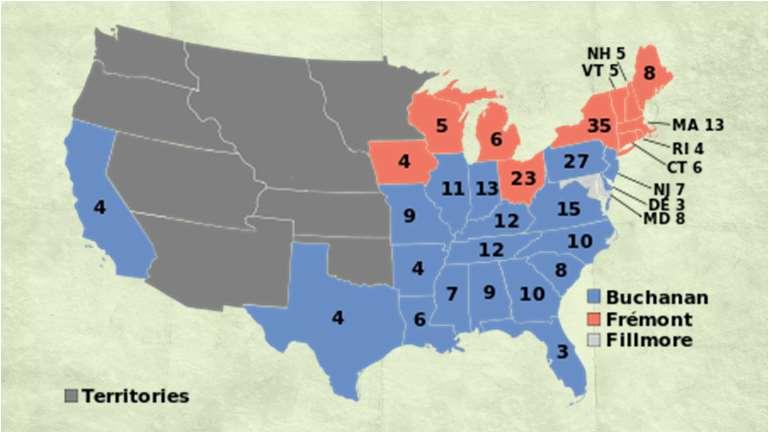 ELECTION OF 1856 State of Play in 1856 Whig Party -- GONE Democratic Party: the South plus pro-slavery elements in the North New Republican Party: various factions against the expansion of slavery No
