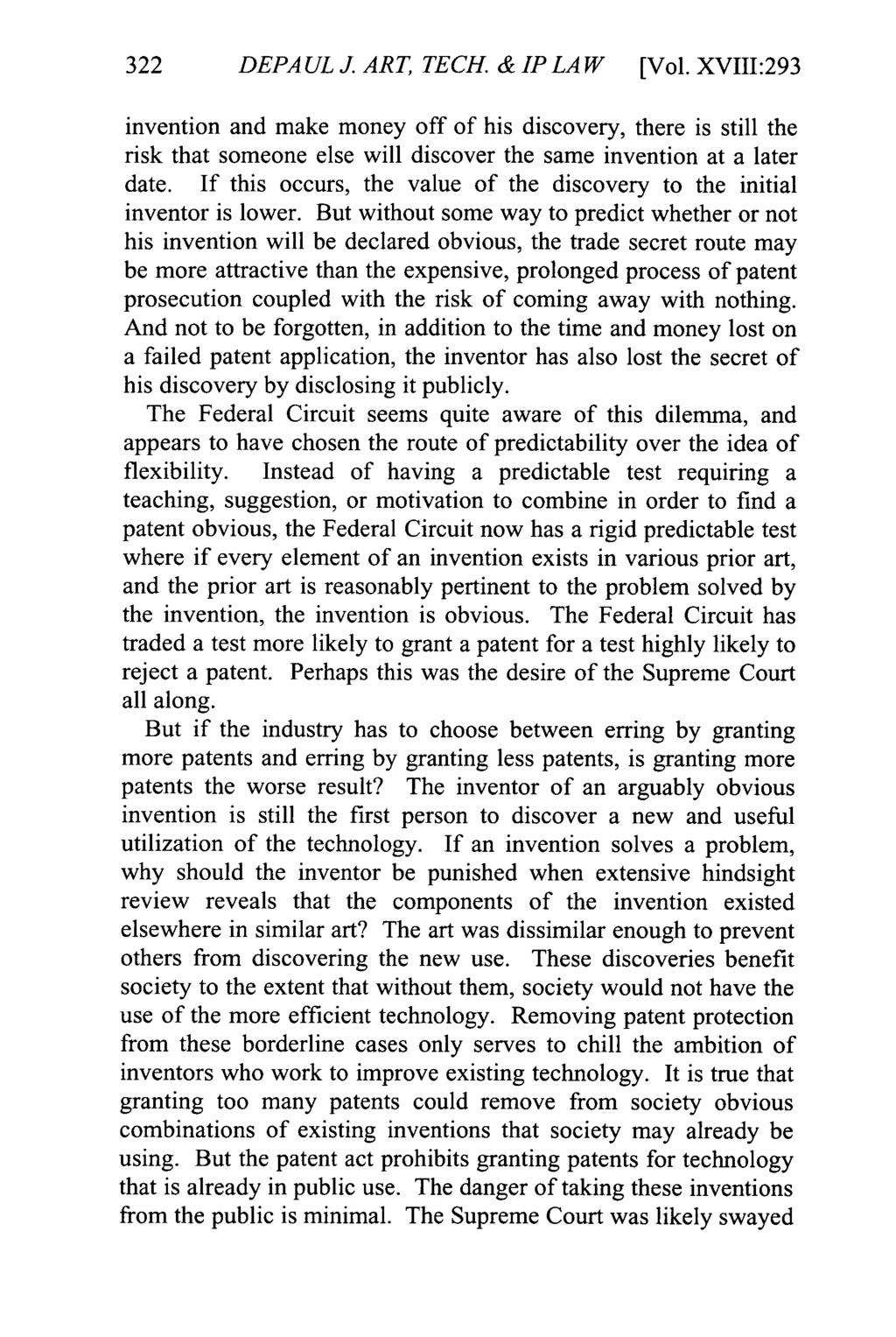 DePaul Journal of Art, Technology & Intellectual Property Law, Vol. 18, Iss. 2 [2016], Art. 3 322 DEPAUL J. ART, TECH. & IPLAW [Vol.