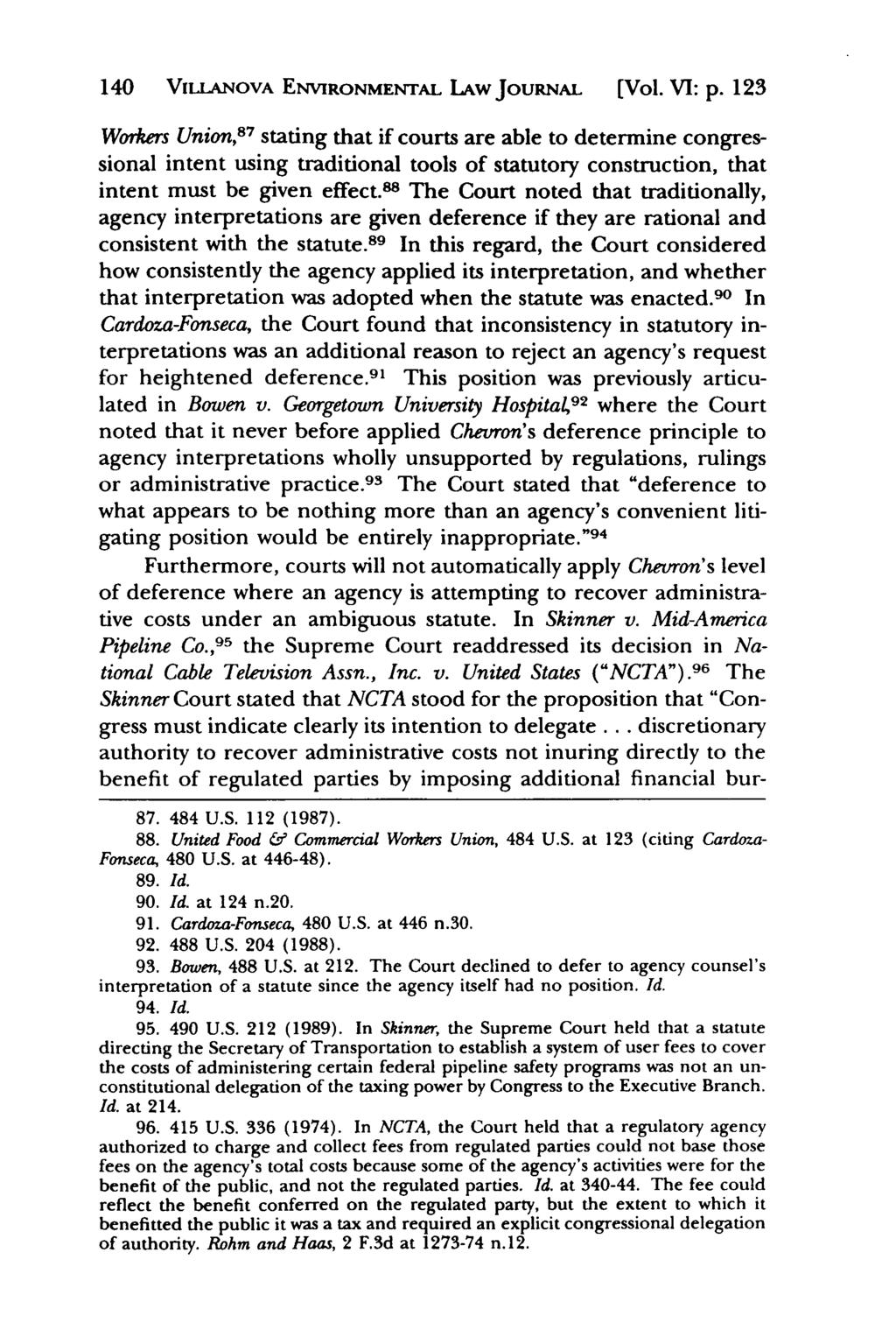 Villanova Environmental Law Journal, Vol. 6, Iss. 1 [1995], Art. 5 140 ViLIANOVA ENVIRONMENTAL LAw JouRNAL [Vol. VI: p.