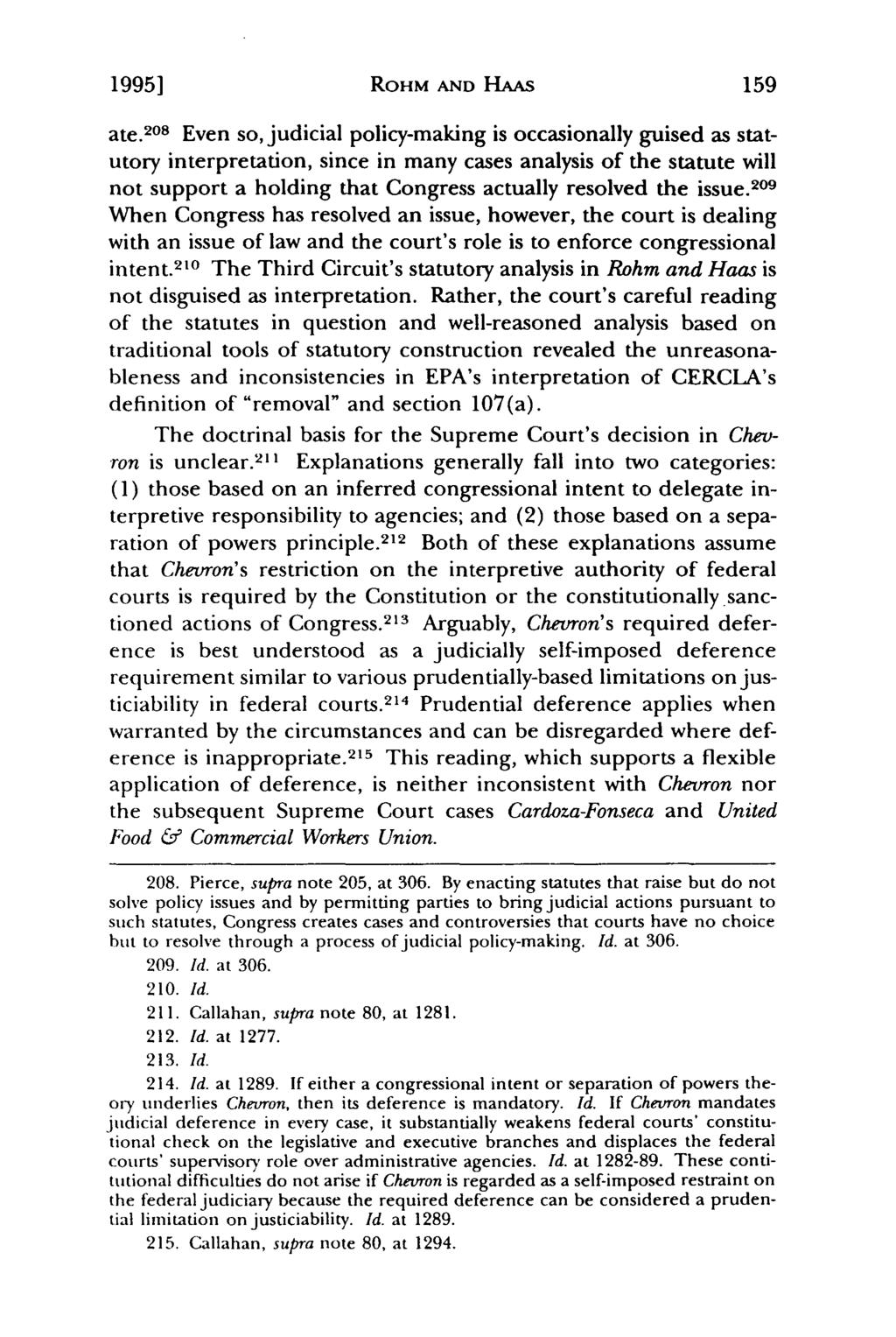 1995] Aberbach: Recoverability of Government Oversight Costs under CERCLA Section ROHM AND HAAS ate.