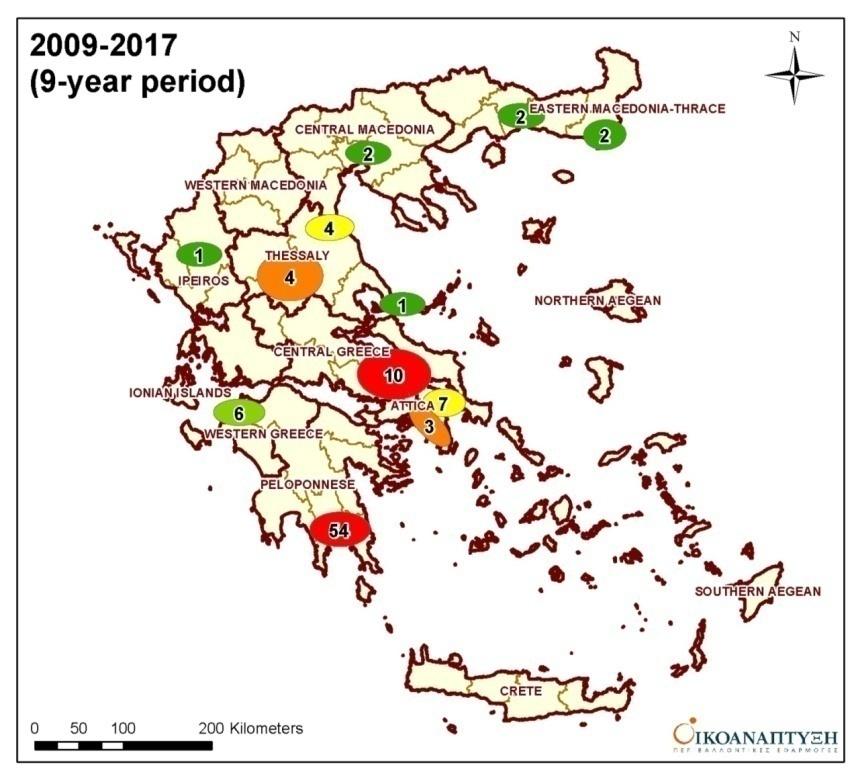 Autochthonous malaria cases - Greece 45 40 35 30 25 20 15 10 5 0 2009 2010 2011 2012 2013 2014 2015 2016 2017 Ø