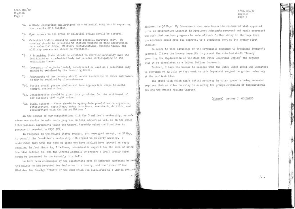 A/AC.105/52 Page 2 Page 5 "4. A State conducting explorations on a celestial body should report on the results of a mission. 115. Open access to all areas of celestial bodies should be assured. 116.