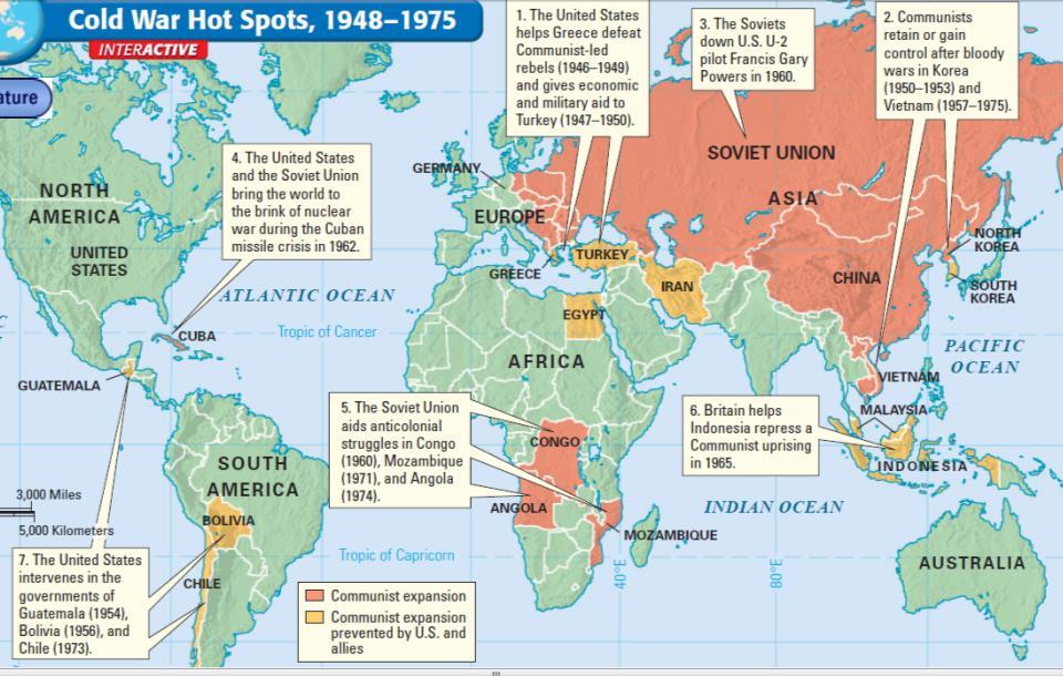 The In USA the & 1940s, 50s, & 60s the USA fought to Soviet contain Union communism throughout the world