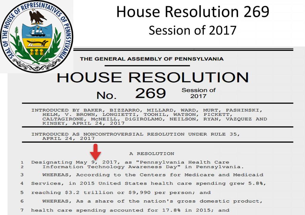 House Resolution 269 Session of 2017 http://www.legis.state.pa.
