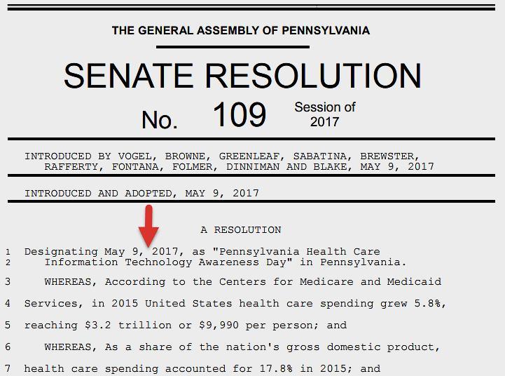 Senate Resolution 109 Session of 2017