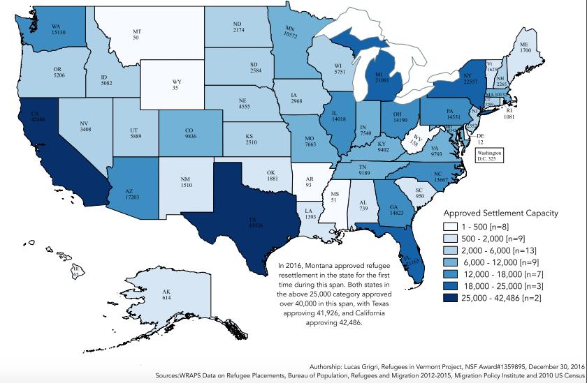 Approved Settlement Capacity by State FY2012-2016 Figure 1.1 The above map shows the approved settlement capacity of each state over the fiscal years 2012-2016.
